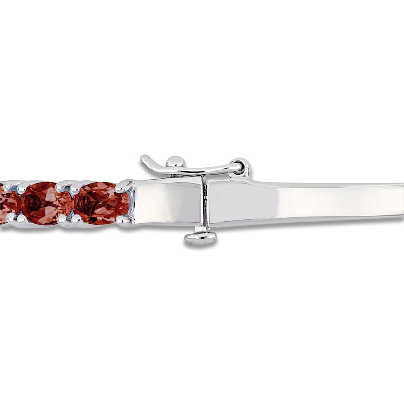 Main Image 2 of Oval-Cut Natural Garnet Bangle Bracelet Sterling Silver 7.5"