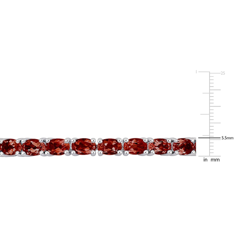 Main Image 3 of Oval-Cut Natural Garnet Bangle Bracelet Sterling Silver 7.5"