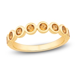 Bezel-Set Natural Citrine 2.5mm Stackable Ring 14K Yellow Gold