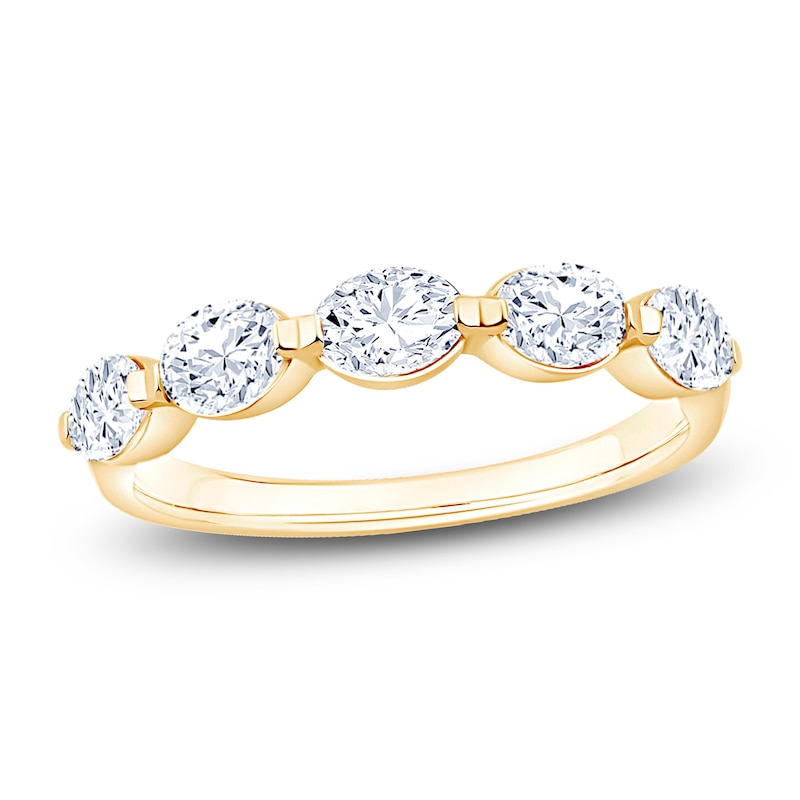 Main Image 1 of Oval-Cut Lab-Grown Diamond Five-Stone Anniversary Ring 1 ct tw 14K Yellow Gold