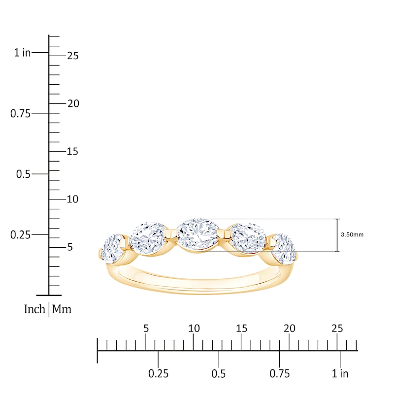 Main Image 4 of Oval-Cut Lab-Grown Diamond Five-Stone Anniversary Ring 1 ct tw 14K Yellow Gold