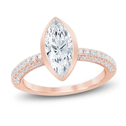 Marquise-Cut Lab-Grown Diamond Bezel-Set Engagement Ring 2-1/2 ct tw 14K Rose Gold