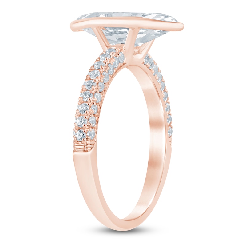 Main Image 2 of Marquise-Cut Lab-Grown Diamond Bezel-Set Engagement Ring 2-1/2 ct tw 14K Rose Gold