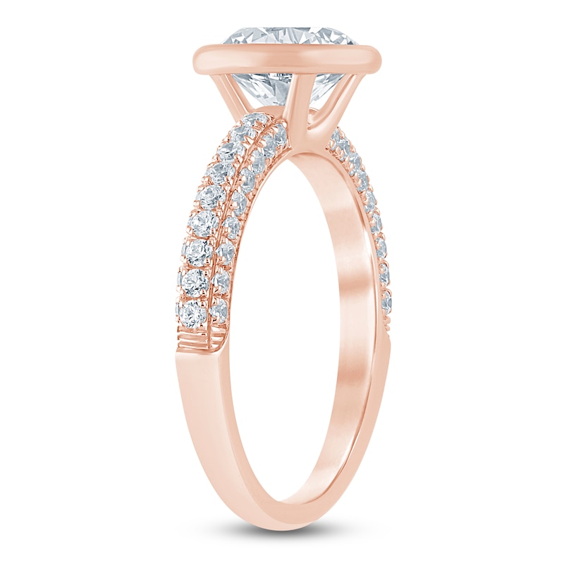 Main Image 2 of Round-Cut Lab-Grown Diamond Bezel-Set Engagement Ring 2-1/2 ct tw 14K Rose Gold