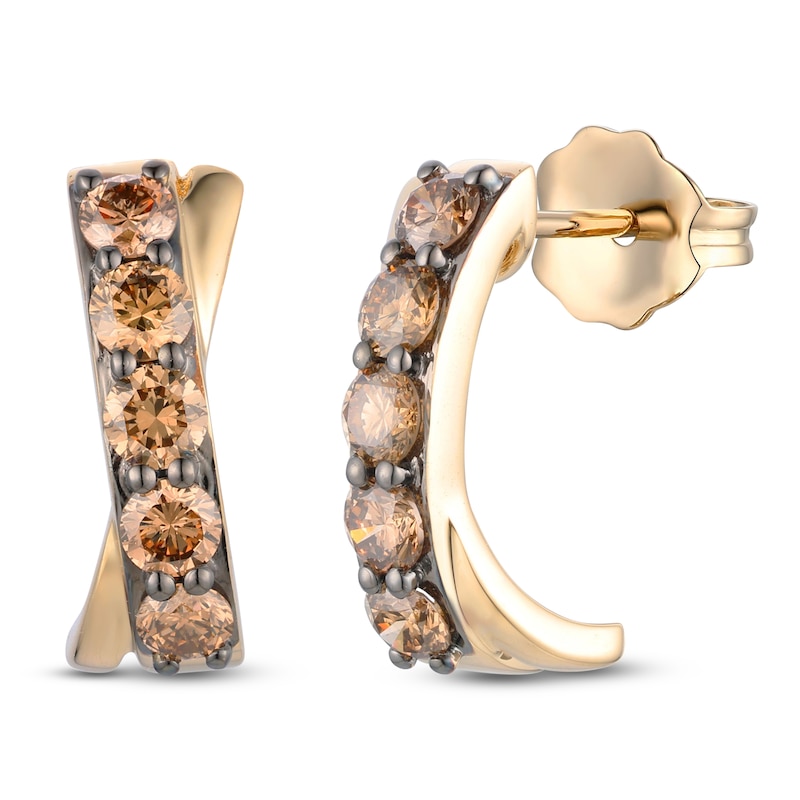 Main Image 1 of Le Vian Chocolate Diamond Crisscross Earrings 5/8 ct tw 14K Honey Gold