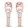 Thumbnail Image 1 of Oval-Cut Morganite & White Lab-Created Sapphire Hoop Earrings 10K Rose Gold