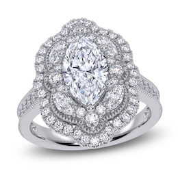 Marquise-Cut Lab-Grown Diamond Halo Engagement Ring 2-1/3 ct tw 14K White Gold