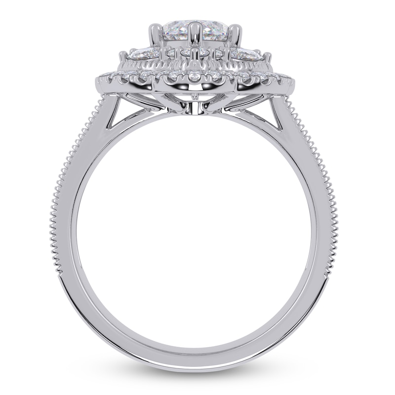 Main Image 4 of Marquise-Cut Lab-Grown Diamond Halo Engagement Ring 2-1/3 ct tw 14K White Gold