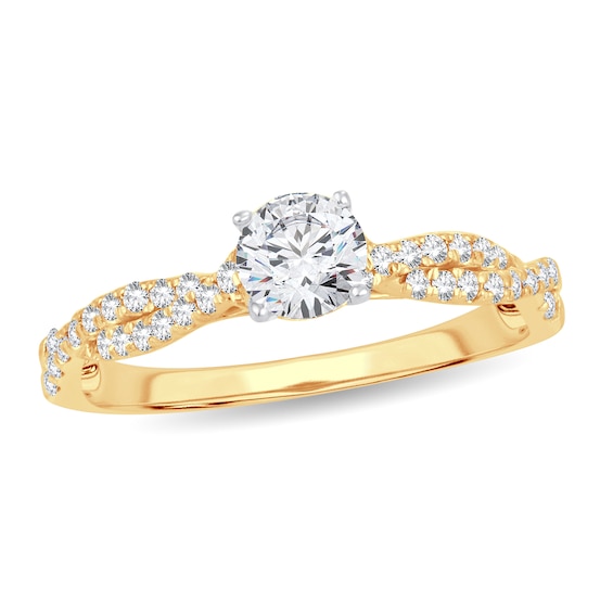 Diamond Ring 34 ct tw Round 14K Yellow Gold