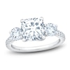 Thumbnail Image 1 of Cushion & Round-Cut Lab-Grown Diamond Three-Stone Engagement Ring 3 ct tw 14K White Gold
