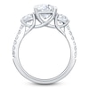 Thumbnail Image 2 of Cushion & Round-Cut Lab-Grown Diamond Three-Stone Engagement Ring 3 ct tw 14K White Gold