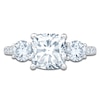 Thumbnail Image 3 of Cushion & Round-Cut Lab-Grown Diamond Three-Stone Engagement Ring 3 ct tw 14K White Gold