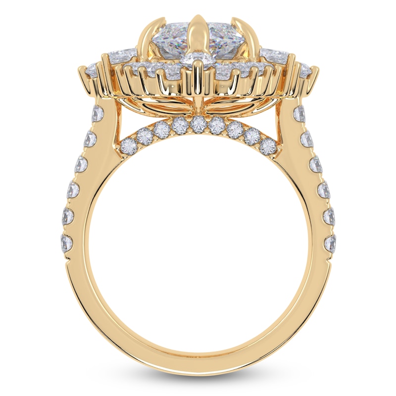 Main Image 4 of Marquise-Cut Lab-Grown Diamond Starburst Halo Engagement Ring 6-1/3 ct tw 14K Yellow Gold