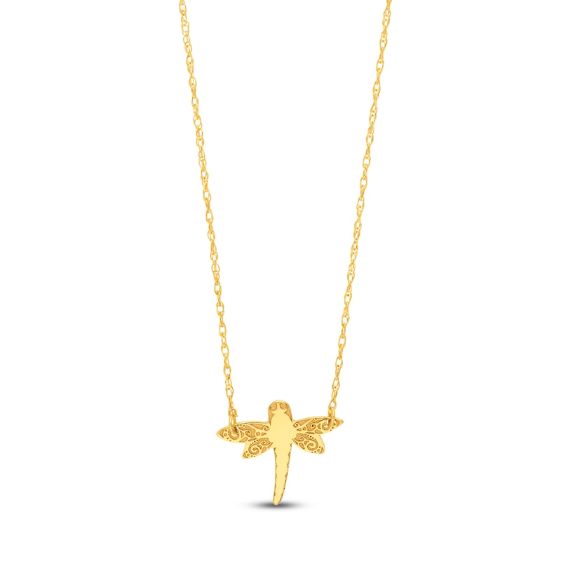 Main Image 1 of Dragonfly Necklace 14K Yellow Gold 18"