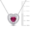 Thumbnail Image 2 of Heart-Shaped Lab-Created Ruby & Diamond Necklace 1/5 ct tw 10K White Gold 18"