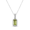 Thumbnail Image 1 of Emerald-Cut Peridot & Diamond Halo Necklace 1/10 ct tw 10K White Gold 18"