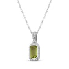 Thumbnail Image 2 of Emerald-Cut Peridot & Diamond Halo Necklace 1/10 ct tw 10K White Gold 18"