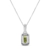 Thumbnail Image 3 of Emerald-Cut Peridot & Diamond Halo Necklace 1/10 ct tw 10K White Gold 18"
