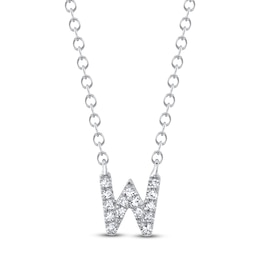 Shy Creation Diamond Accent Initial "W" Necklace 14K White Gold 18" SC55007903-W