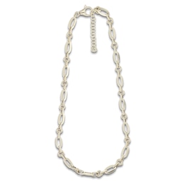 Italia D'Oro Oval & Twist Round Link Chain Necklace 14K Yellow Gold 22"