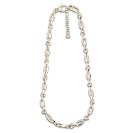 Italia D'Oro Oval & Twist Round Link Chain Necklace 14K Yellow Gold 22"