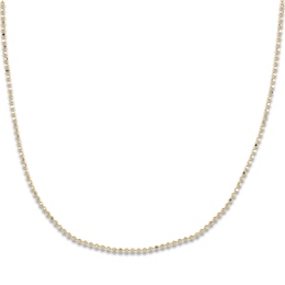 Faceted Bead Chain Necklace Solid 14K Yellow Gold 20" 1.5mm