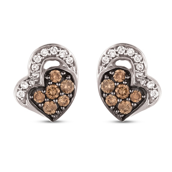 Le Vian Chocolate Diamond Earrings 1/4 ct tw Round 14K Vanilla Gold
