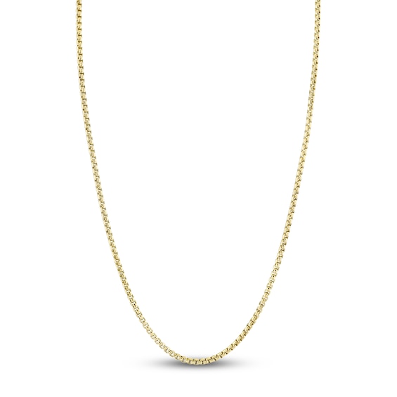 Shy Creation 2.7mm Men's Diamond Clasp Box Chain Necklace 1/20 ct tw 14K Yellow Gold 20" BM00082M2.7Z20