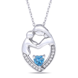 Mother & Child Heart-Shaped Birthstone Necklace (1 Stone)