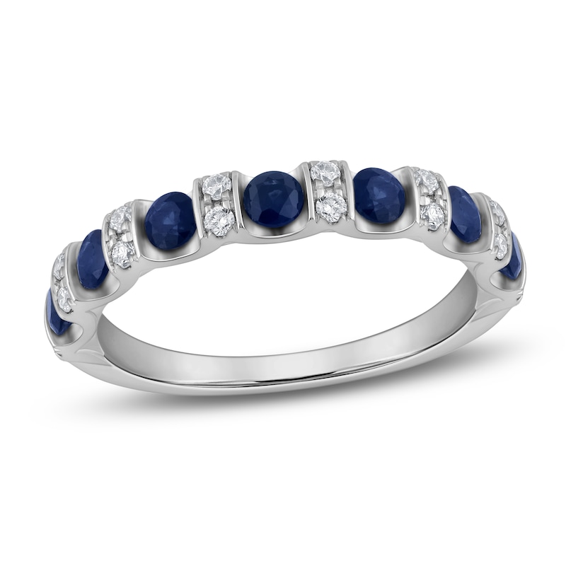 Main Image 1 of Vera Wang VOW Natural Blue Sapphire & Certified Diamond Wedding Band 1/6 ct tw 14K White Gold