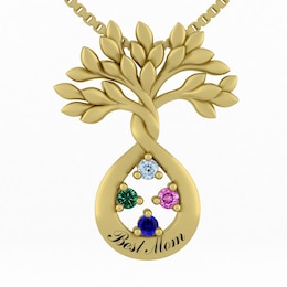 Birthstone Family & Mother's Tree Necklace (2-4 Stones and 1 Line)