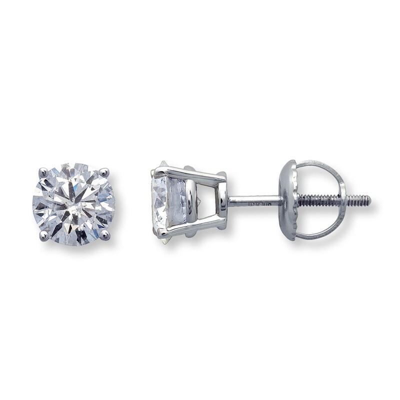 Main Image 1 of Certified Diamonds 1-1/4 ct tw Round-cut 18K White Gold Earrings (I1/I)
