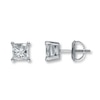 Certified Diamonds 1-1/2 ct tw Princess 18K White Gold Earrings (I1/I)