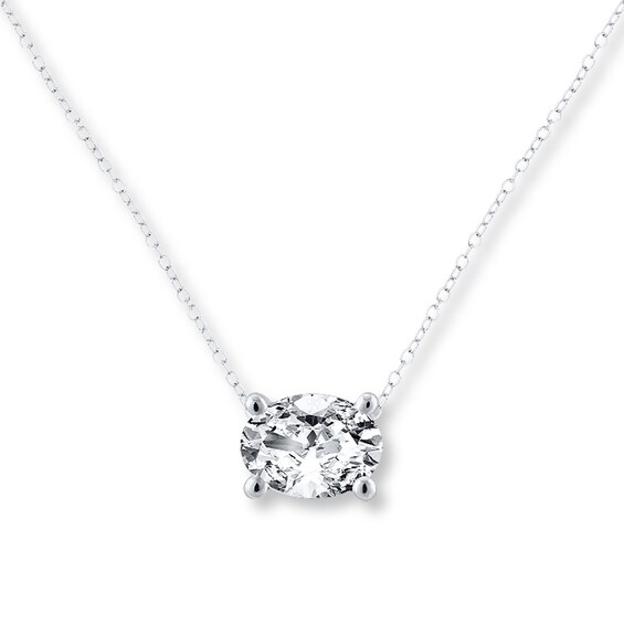 Diamond Solitaire Necklace 1 Carat Oval 14k White Gold Jared