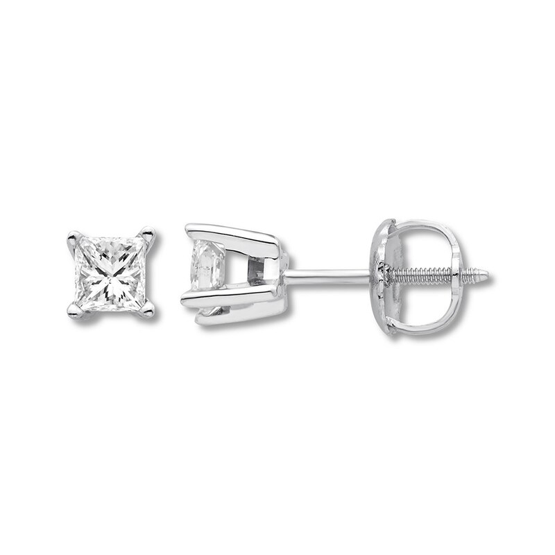 Certified Diamond Solitaire Earrings 1/2 ct tw Princess 18K Gold (SI2/I)