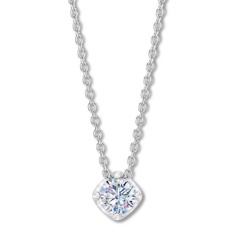 THE LEO First Light Diamond Solitaire Necklace 1/2 carat Round 14K White Gold (I1/I)