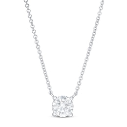 Lab-Created Diamond Solitaire Necklace 1 ct tw Round 14K White Gold (SI2/F)