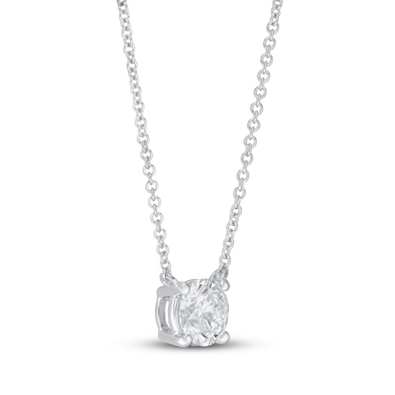 Lab-Created Diamond Solitaire Necklace 1 ct tw Round 14K White Gold (SI2/F)