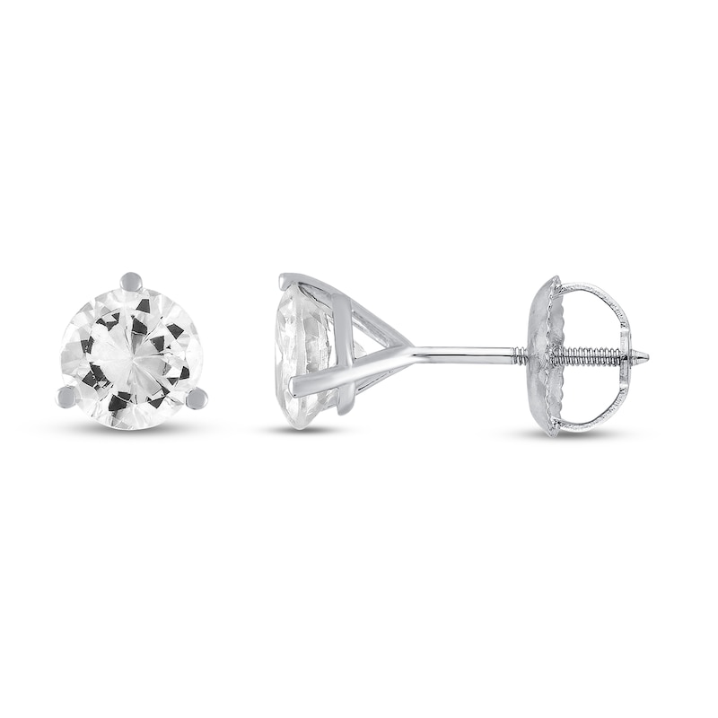 Main Image 1 of Certified Diamond Solitaire Earrings 1 ct tw 18K Round White Gold (SI2/I)