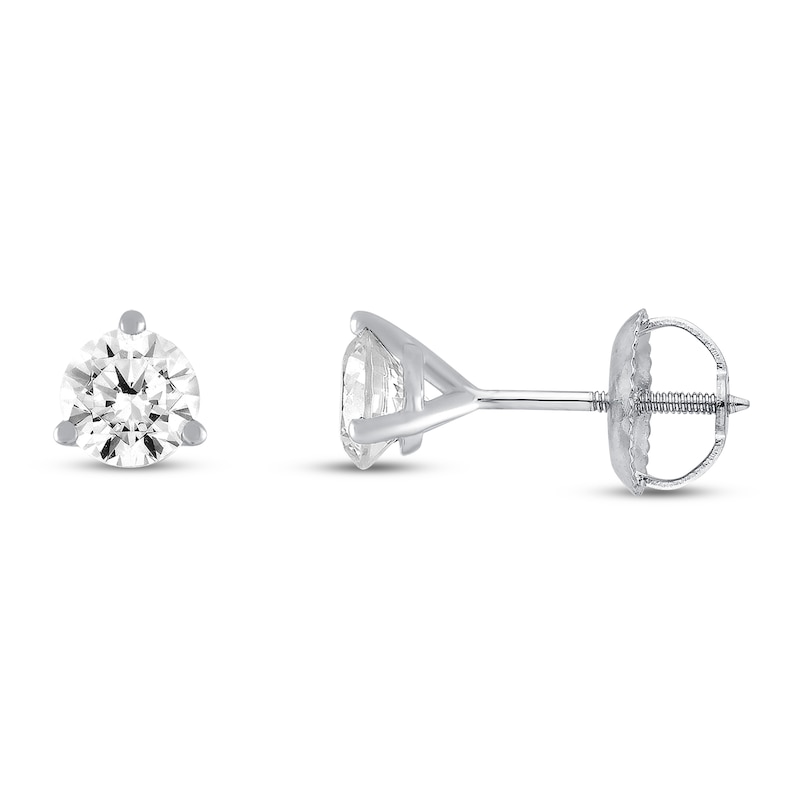 Main Image 1 of Certified Diamond Solitaire Earrings 1/2 ct tw Round 18K White Gold (SI2/I)