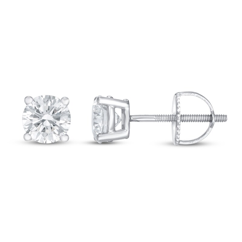 Lab-Created Diamond Solitaire Earrings 3/4 ct tw Round 14K White Gold (SI2/F)