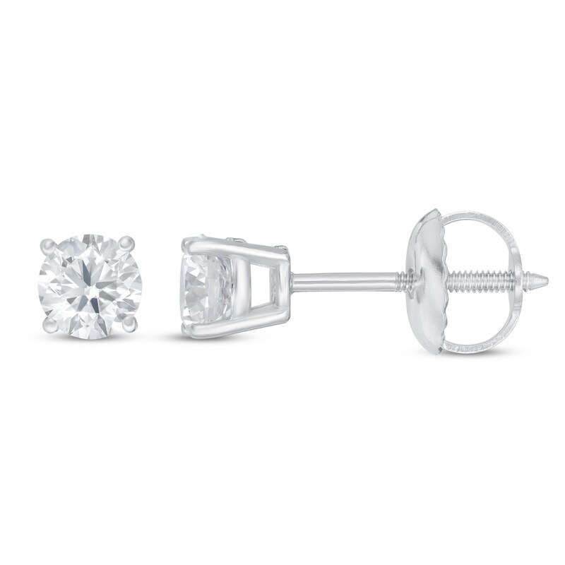 Lab-Created Diamond Solitaire Earrings 1/2 ct tw Round 14K White Gold (SI2/F)