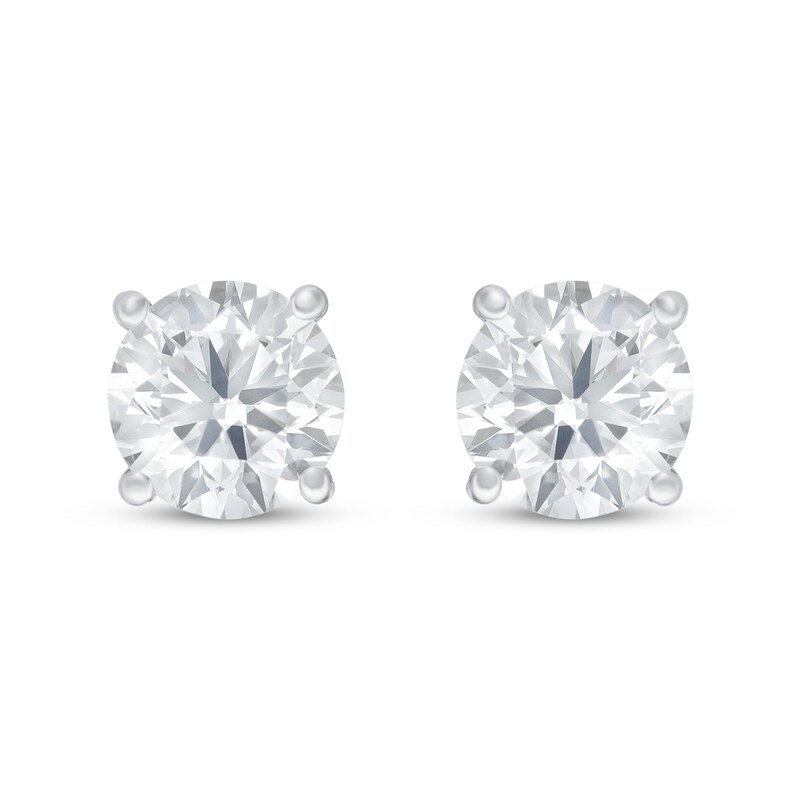 Square Diamond Stud Earrings Basket Setting In 14K White Gold - DY1