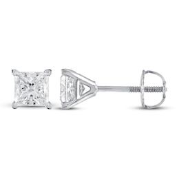Diamond Solitaire Earrings 1-1/2 ct tw Princess 18K White Gold (SI2/I)