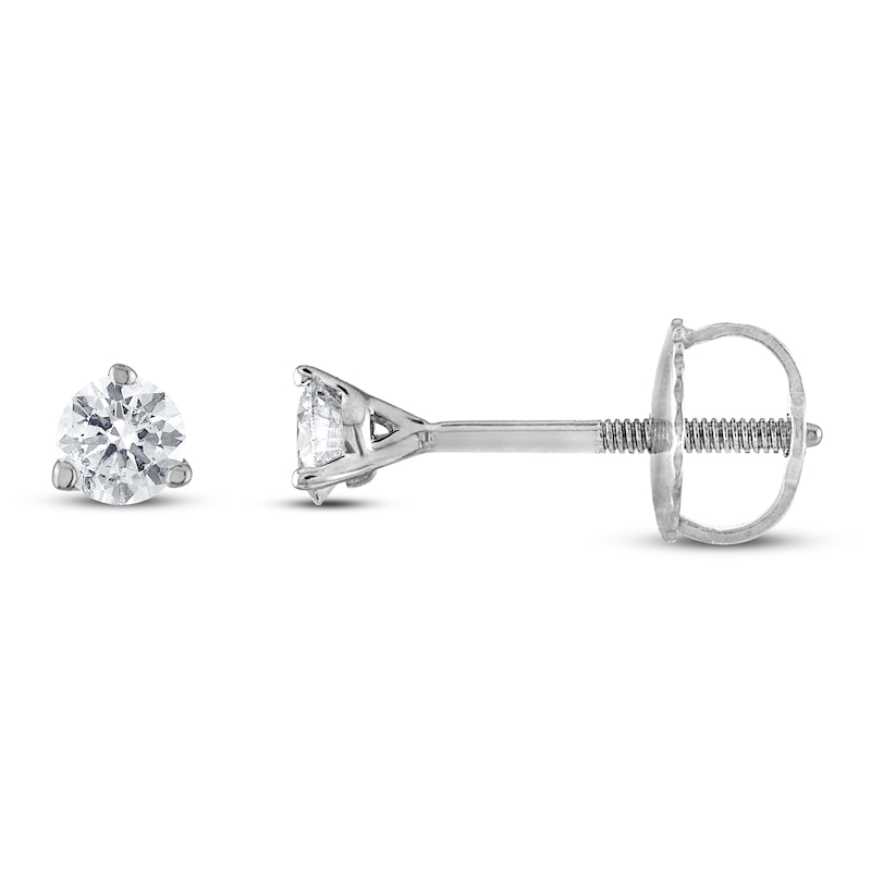 Certified Diamond Solitaire Earrings 1/4 ct tw Round 18K White Gold (SI2/I)