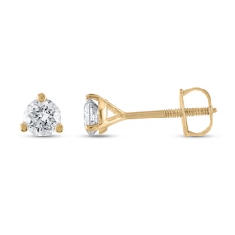 Certified Diamond Solitaire Earrings 1/2 ct tw Round 18K Yellow Gold (SI2/I)