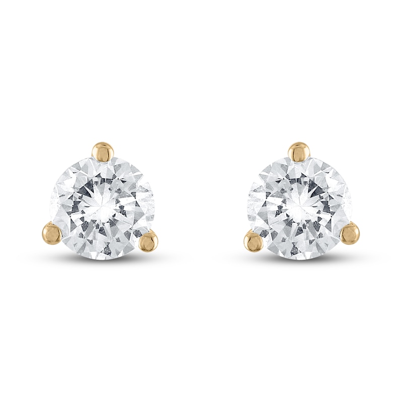 Certified Diamond Solitaire Earrings 1 ct tw Round 18K Yellow Gold (SI2 ...