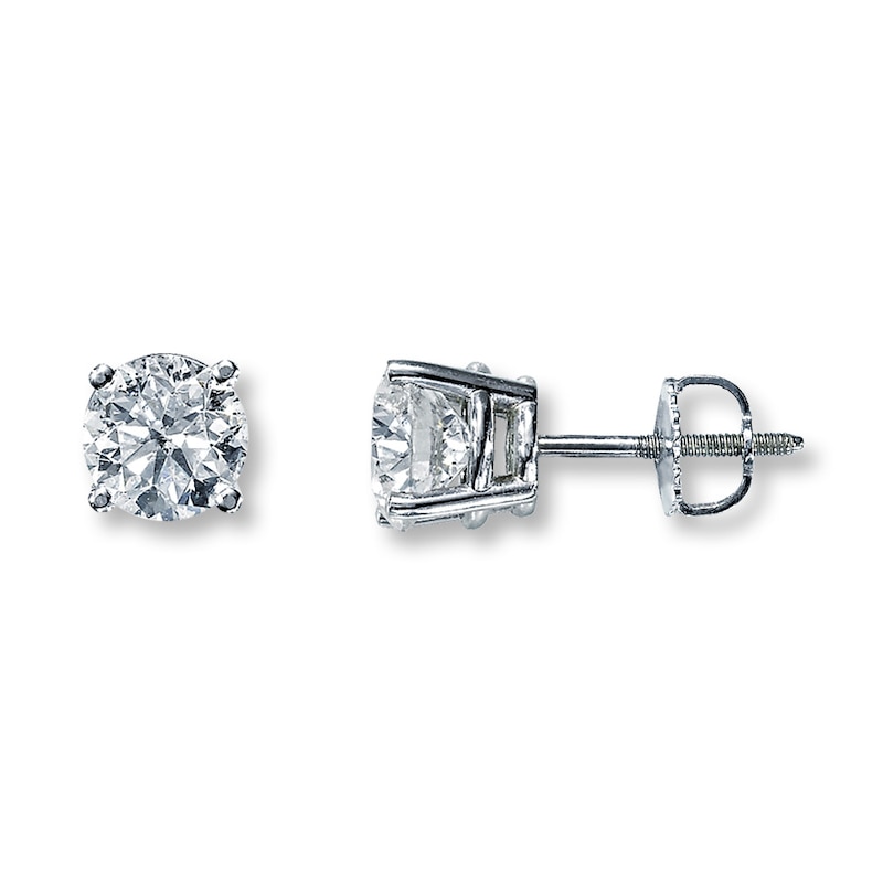 Main Image 1 of Certified Diamonds 2 ct tw Round-cut 14K White Gold Earrings (I1/I)