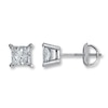 Thumbnail Image 1 of Certified Diamond Earrings 1 ct tw Princess-cut 18K White Gold (I1/I)