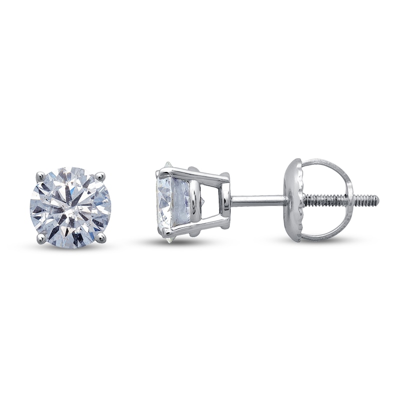 Main Image 1 of Diamond Solitaire Earrings 1-1/4 ct tw Round 14K White Gold (I1/I)